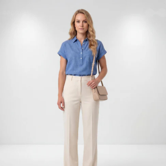 Élise Weber Collared Button Blouse – Elegant Women’s Shirt (Limited 1+1 Free Offer)