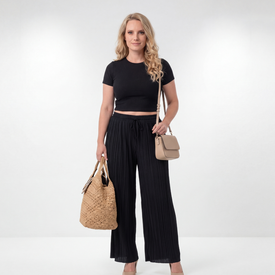 Pantalón Plisado Alegría – Talla única (34–48)