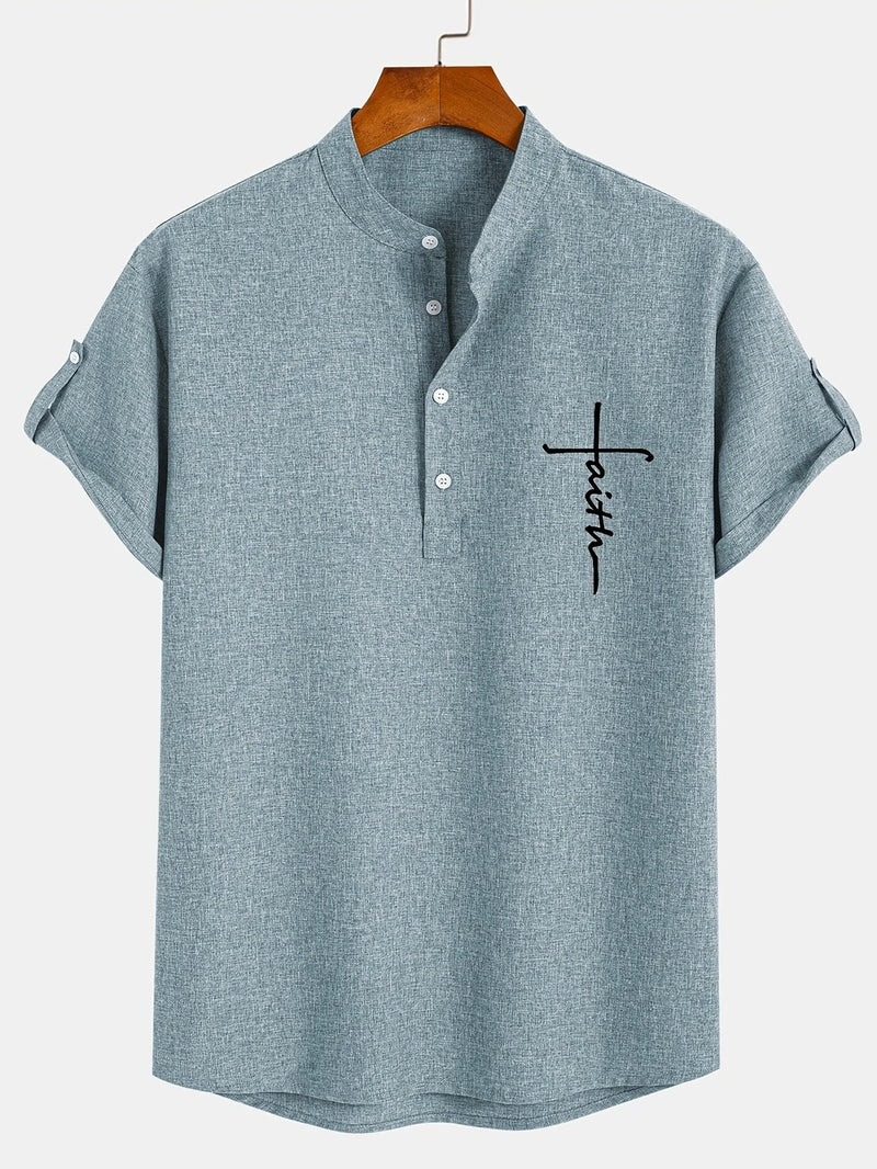 Marco | Camisa elegante de manga corta con cuello alto