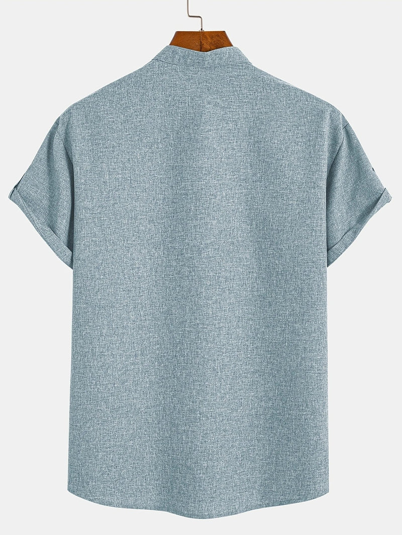 Marco | Camisa elegante de manga corta con cuello alto