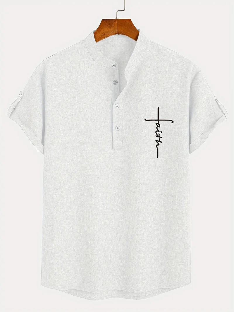 Marco | Camisa elegante de manga corta con cuello alto