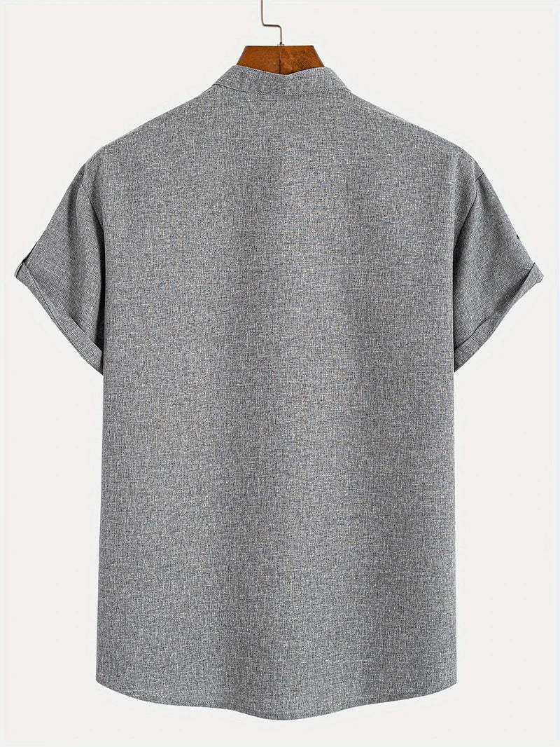 Marco | Camisa elegante de manga corta con cuello alto