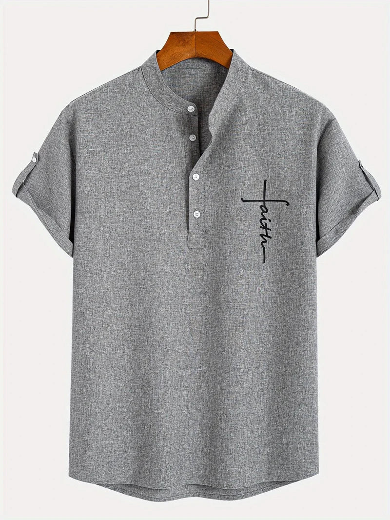 Marco | Camisa elegante de manga corta con cuello alto