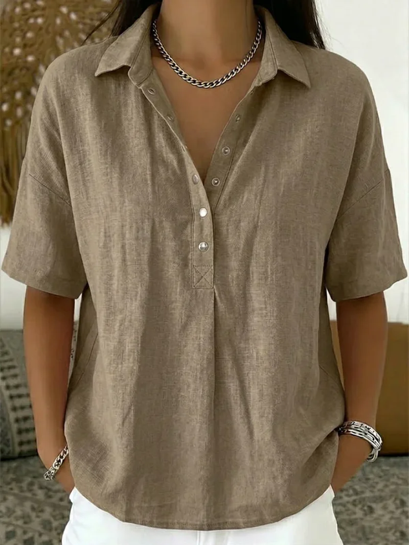 Élise Weber Collared Button Blouse – Elegant Women’s Shirt (Limited 1+1 Free Offer)