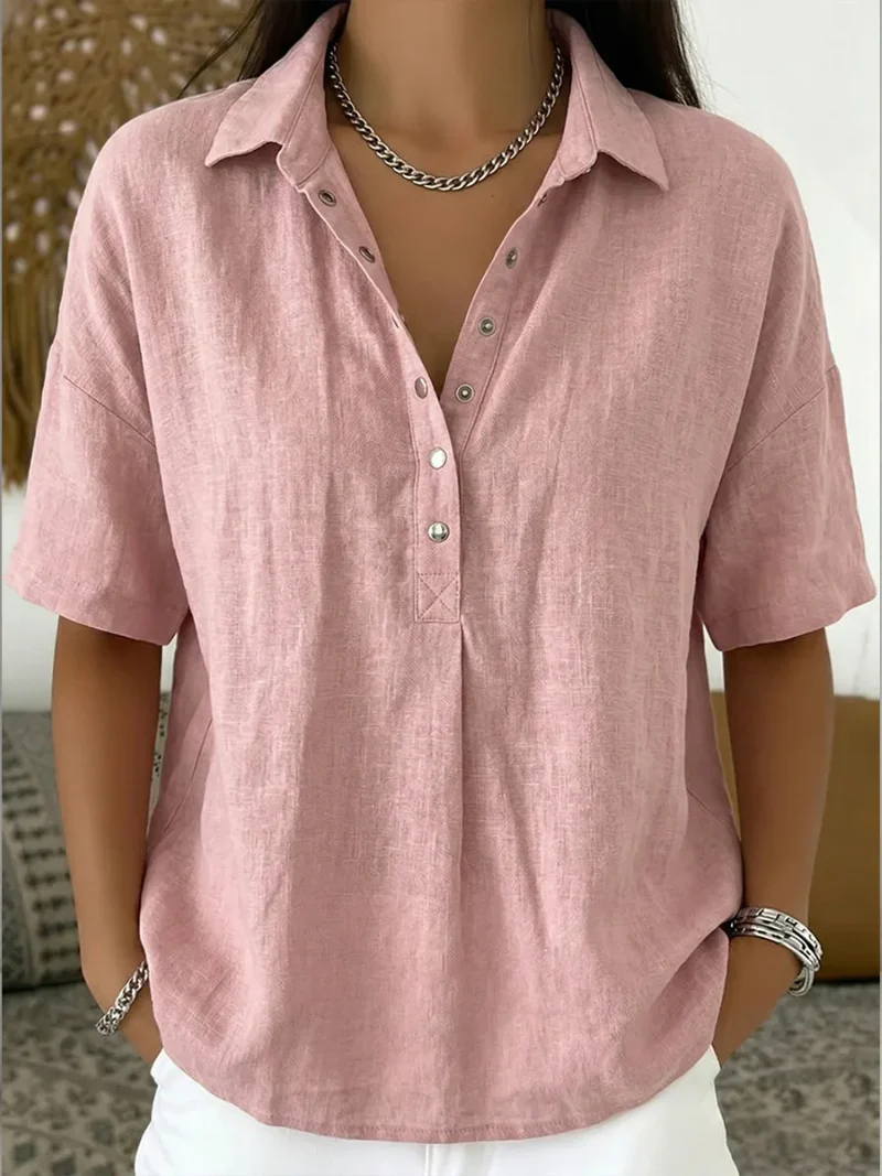 Élise Weber Collared Button Blouse – Elegant Women’s Shirt (Limited 1+1 Free Offer)