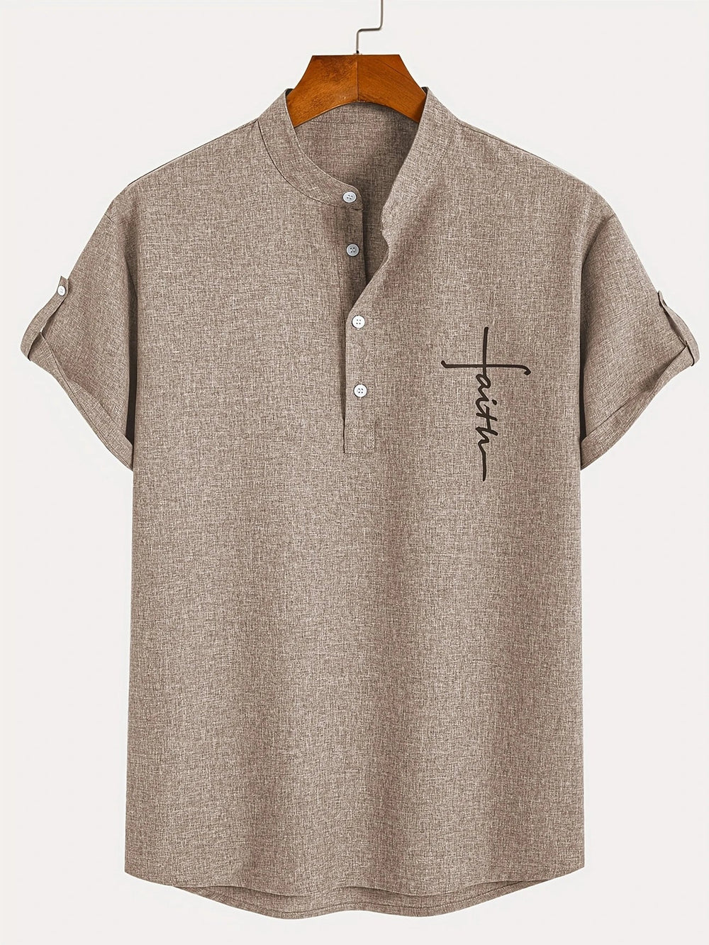 Marco | Camisa elegante de manga corta con cuello alto