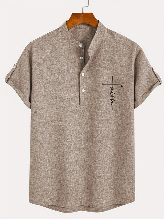 Marco | Camisa elegante de manga corta con cuello alto