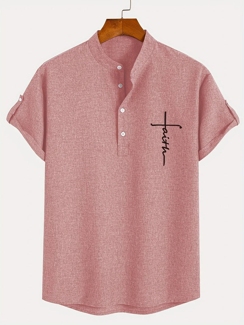 Marco | Camisa elegante de manga corta con cuello alto