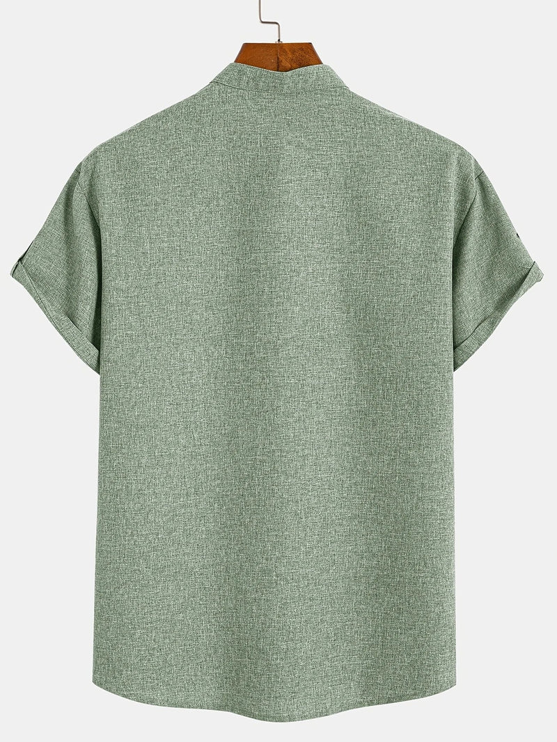 Marco | Camisa elegante de manga corta con cuello alto