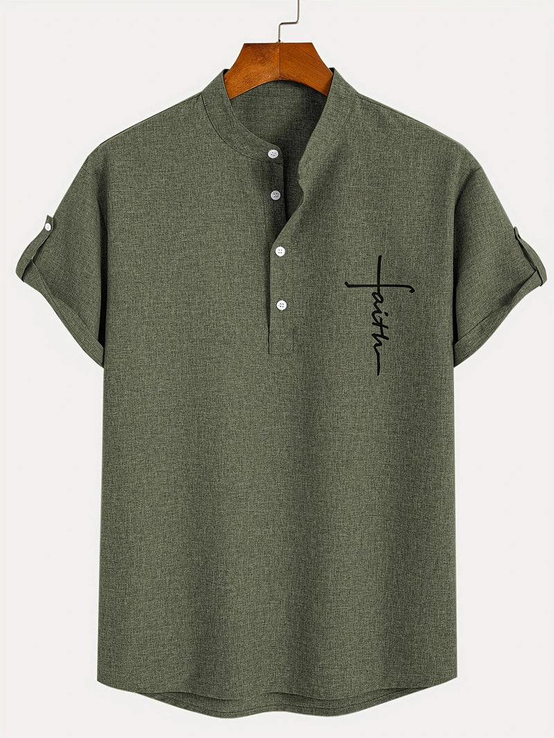 Marco | Camisa elegante de manga corta con cuello alto