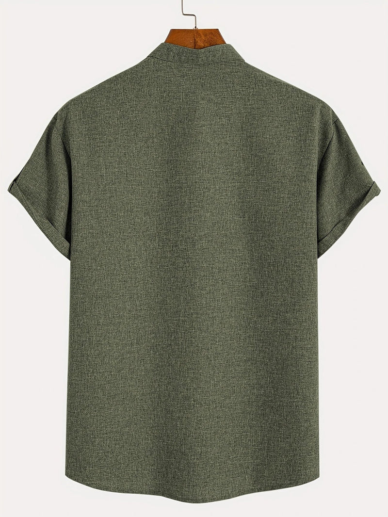 Marco | Camisa elegante de manga corta con cuello alto